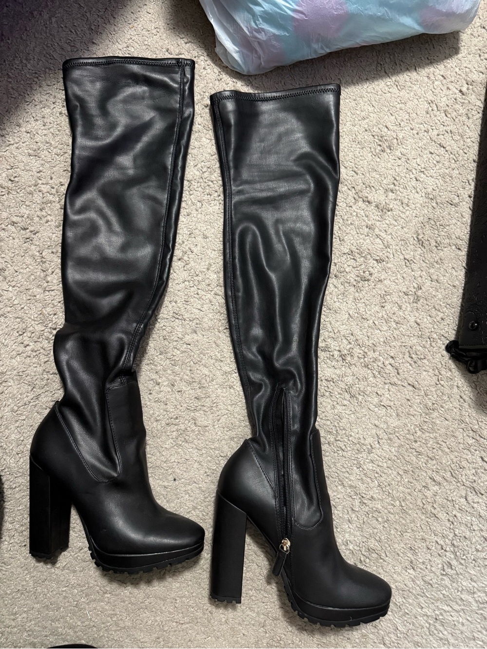Aldo Black Over-the-Knee Platform Block Heel Boots